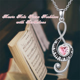 925 Sterling Silver Birthstone  Music Piano  Pendant Necklace