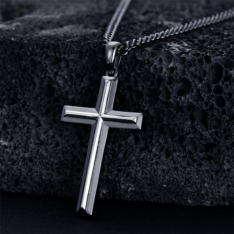 Sterling Silver Cross Religious Necklace for Men