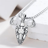 Sterling Silver Deer Antler&Arrowhead  Pendant Necklace for Men