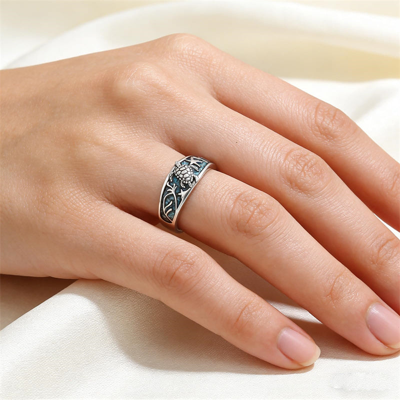 Sterling Silver Turquoise  Dragonfly Hummingbird Turtle Butterfly Mountain Celtic Knot Lotus Ring  Gifts for Women