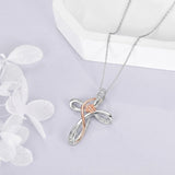 Sterling Silver Daisy Rose Plumeria Lotus Sunflower Cross Pendant Necklace for Women