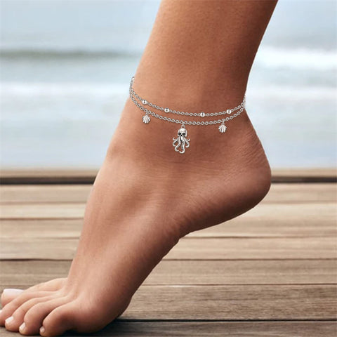 Sterling Silver Multi-layered Animal Anklet