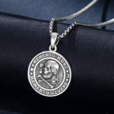 Sterling Silver Skull Hourglass Memento Mori Pendant Necklace