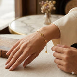 14K Gold Plated Four Leaf Clover Bracelet Adjustable Chain for Women