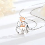 Sterling Silver Cubic Zirconia Bear with 1 2 3 Cubs Pendant Necklace Engraved with Mama Bear