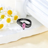Sterling Silver Marquise Birthstone Personalized Engraved Class Ring For Women