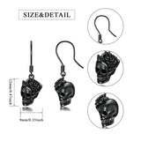 Sterling Silver Gothic Skull Dangle Earrings