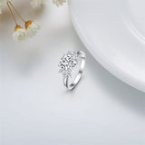 Sterling Silver Personalized Engraved Moissanite Engagement Wedding Anniversary Ring