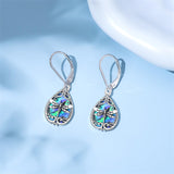 Sterling Silver Abalone Shell Filigree Dragonfly Butterfly Bee Hummingbird Leverback Earrings