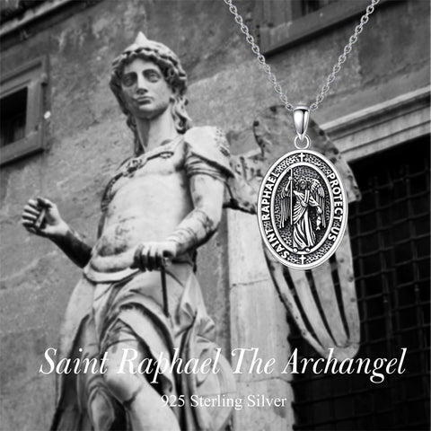 Sterling Silver St Anthony Francis Joseph Peregrine Raphael Sebastian Medal  Protection Pendant Necklace
