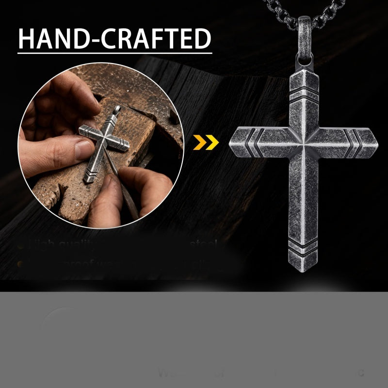 14K Gold Plated Cross Necklace for Men with Adjustable Chain Jewelry Gift for Him