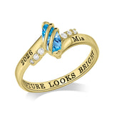 Copper Sterling Silver Personalized Birthstone High School College Class Ring Graduation Memorial Rings Gifts for Her