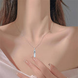 Sterling Silver White Opal Butterfly Dragonfly Tree of Life Paw Print Bar Pendant Necklace Gift for Birthday Christmas