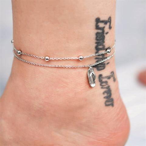 Sterling Silver Multi-layered Animal Anklet