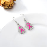 925 Sterling Silver Breast Cancer Awareness  Drop Earrings