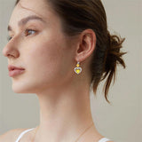 Sterling Silver Heart Cubic Zirconia Sunflower Rose Daisy Lily Lotus Hibiscus Dangle Earrings