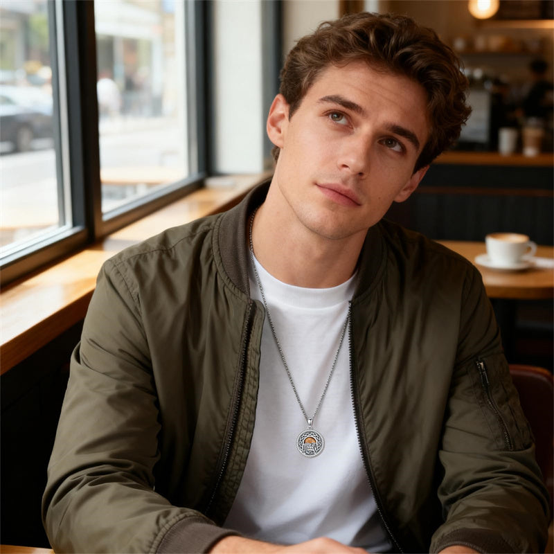 Sterling Silver Tiger Eye Eagle Lion Pendant Necklace for Men