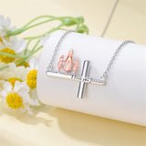 Sterling Silver Cross Father Daughter Mother Daughter Sister Pendant Necklace Engraved with I Love You Forever