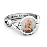 Custom Ring with Picture for Women Men Sterling Silver Personalized Memorial Photo Ring Customize Engraved Memorial Rings for Mom Dad Grandma Pet