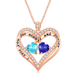 10 14 18K Gold Personalized Heart Birthstone Pendant Necklace