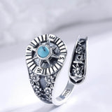 Sterling Silver Turquoise Compass Spoon Ring