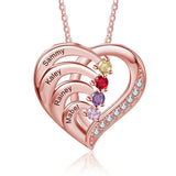 10K 14K 18K Solid Gold Personalized Engraved &Birthstone Pendant Necklace