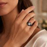 Sterling Silver 10K 14K 18K Gold Moissanite Gothic Black  Engagement Wedding Ring  for Women