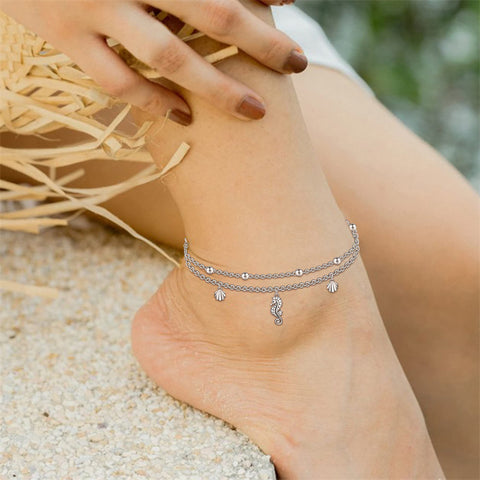 Sterling Silver Multi-layered Animal Anklet