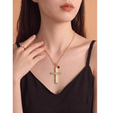 10K 14K 18K Gold Cross Pendant Necklace Religious Jewelry Gifts for Men and Women