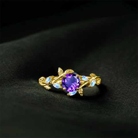 Sterling Silver 1CT Round Gemstone Engagement Wedding Bridal Anniversary Proposal Ring Set for Her