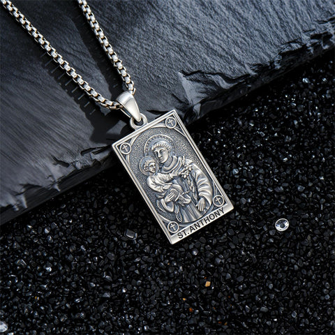 Sterling Silver Saint Anthony Saint Jude Saint Christopher   Saint Michael Amulet Religious Pendant Necklace