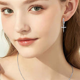 Cross Earrings 925  Silver Nail Cross Dangle Barbed Wire Huggie Hoop Earrings Religion Cross Jewelry Gifts for Men Women