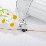 Silver Cat 12 Month Birthstone Pendant Necklace