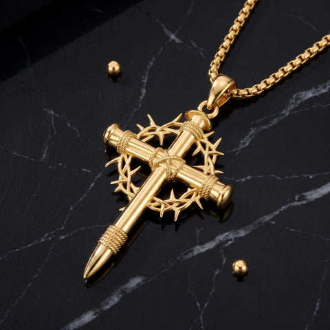 10K 14K 18K Gold Cross Pendant Necklace Religious Jewelry Gifts for Men and Women