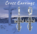 Cross Earrings for Men 925 Sterling Silver Cross Hoop Earrings Hypoallergenic Cross Jewelry Gifts for Men