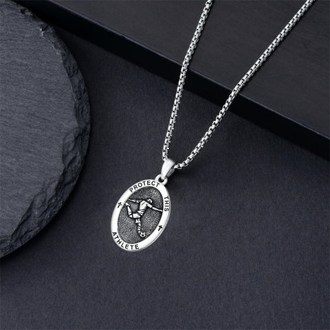 Sterling Silver Amulet Medal  St Sebastian Saint Christopher Viking Deer Pendant Necklace