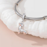 Sterling Silver Cubic Zirconia Yorkshire Boston Terrier Chihuahua Dachshund  Bead Charms