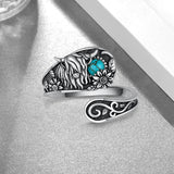 S925 Sterling Silver Turquoise Dragonfly/Butterfly/Highland Cow Spoon Ring Oxidized Wrap Ring  Gifts for Women Girls