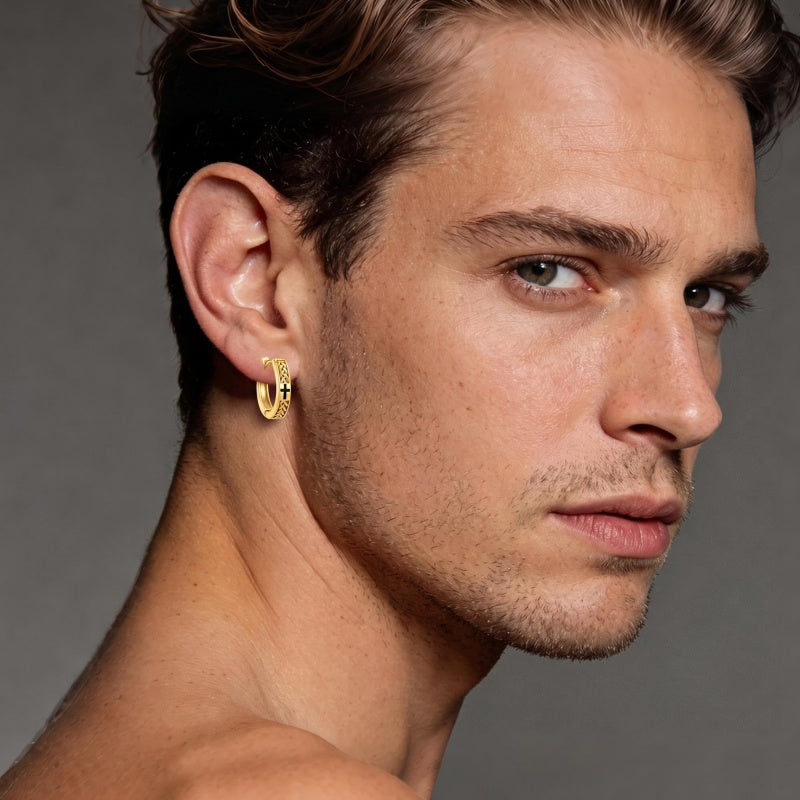 14K Gold Plated Vikings  Celtic Knot Hoop Earrings