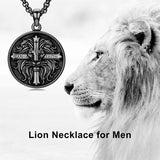 Sterling Silver Faith Bible Lion Pendant Necklace for Men