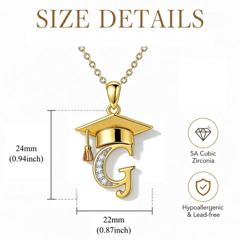 Initial  Graduation 14K Gold Plated Inspiring Grad Pendant Necklace Graduations Jewelry Gifts