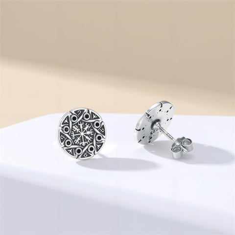 Sterling Silver Viking Raven Crow Skull Stud Earrings