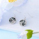 925 Sterling Silver Filigree Earrings  Moss Agate Round Dangle Earrings  Jewelry Gifts for Women