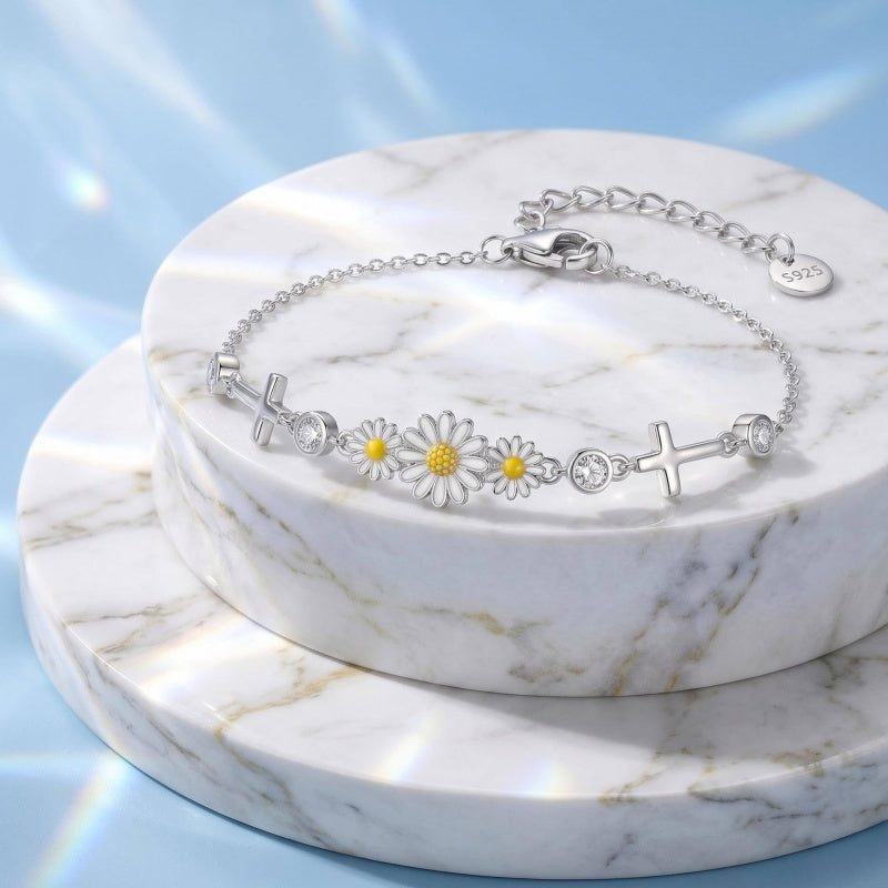 Sterling Silver Dragonfly Butterfly Cardinal Hummingbird Jesus Fish Lotus Daisy Sunflower Rose Faith Cross Bracelet