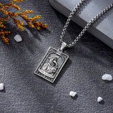 Sterling Silver Tarot Card Pendant  Necklace for Men Gothic Amulet Jewelry