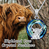 Highland Cow Necklace  Sterling Silver Highland Cow Jewelry Gifts for Women Girls Animal Cow Lover Christmas Gifts