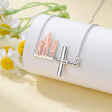 Sterling Silver Cross Father Daughter Mother Daughter Sister Pendant Necklace Engraved with I Love You Forever