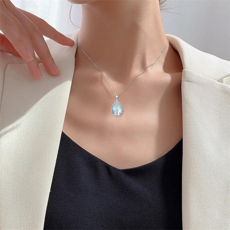 Sterling Silver Moonstone Teardrop Father Daughter Mother Daughter Pendant Necklace