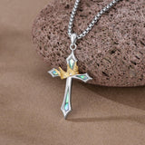 Sterling Silver Cross with Crown Pendant Necklace Religion Jewelry for Birthday Anniversary Day Christmas
