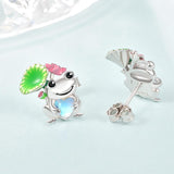 Moonstone Animal Stud Earrings for Women 925 Silver Hypoallergenic Cute Cartoon Animal Earrings  Jewelry Gifts